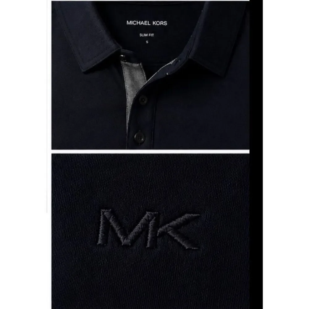Michael Kors Polo Shirt Mens Small Navy Blue Slim Fit 100% Cotton NWOT Logo